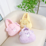 正版卡通 爱心熊carebears彩虹熊毛绒刺绣手拎包可爱手提包便当包