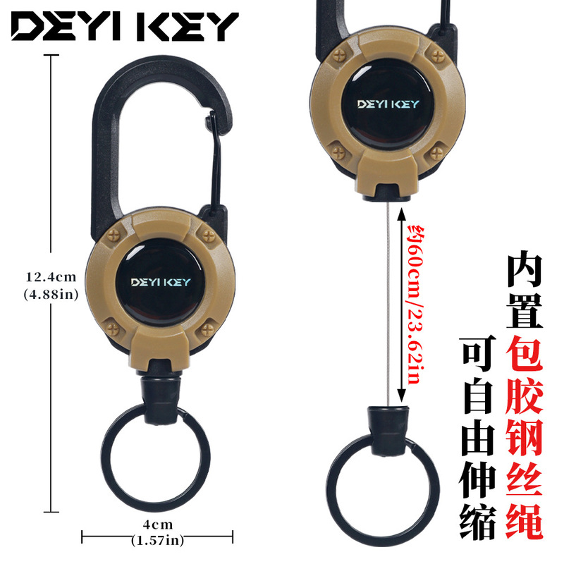 Backpack Keychain Belt Back Clip Easy Pull Buckle Convenient Spring Buckle Black Outdoor Buckle Automatic Telescopic Buckle Easy Pull