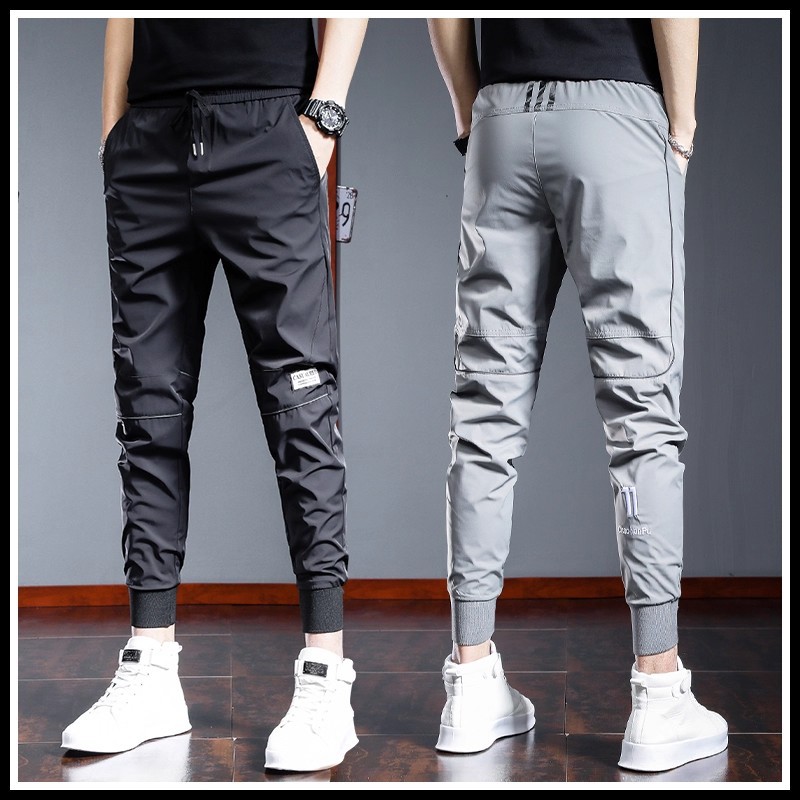 Trendy Solid Color Men's Casual Pants 2025 Summer New Slim Fit Long Pants Thin Jogger Sports Summer Trousers