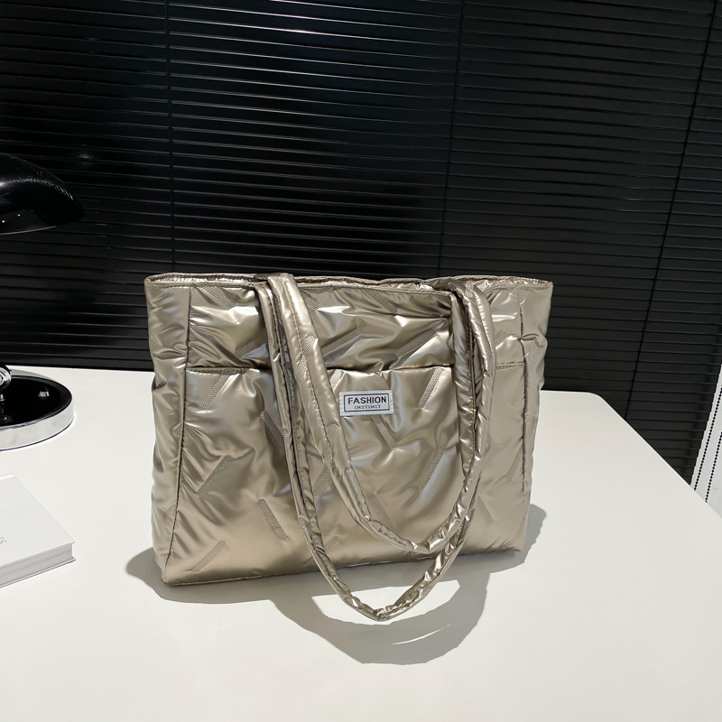 Bolsa de algodón de gran capacidad para mujeres 2024 nuevo otoño y invierno versátil bolsa de compras de hombro de clase ocio bolsa de viaje