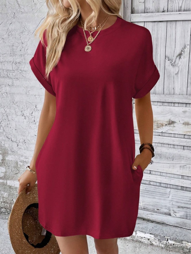 Vestido suelto de manga corta con bolsillos image 15