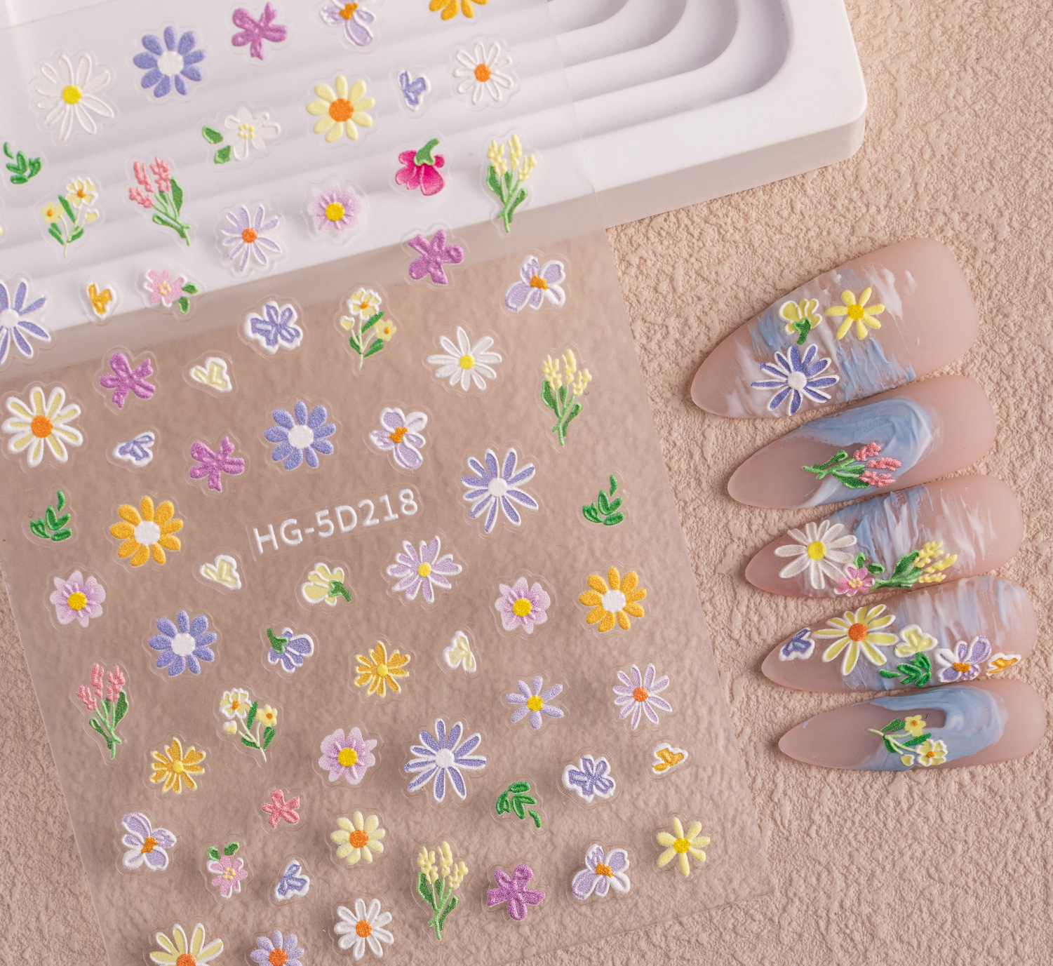 10g Weight Nail Decals  Classification of Nail Art Accessories Nail Patches Nail Supplies PET, tpu Material Flower Pattern Cute, Sweet Style Cute Sweet Flower PET Tpu Nail Patches 6