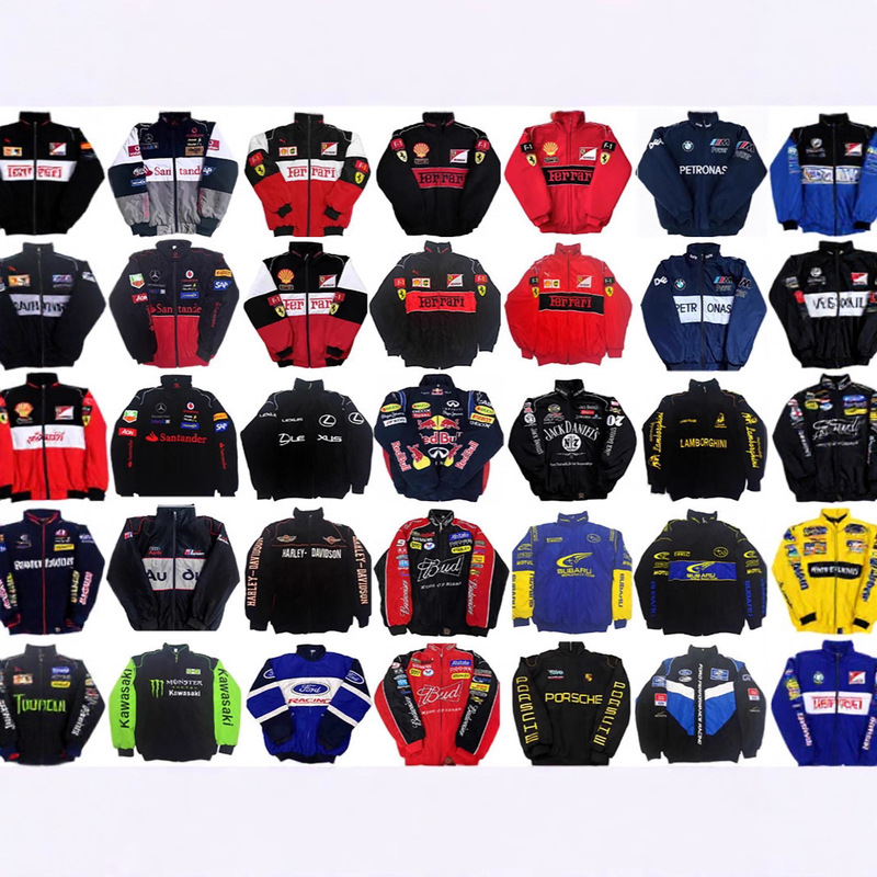2025 F1 Ferrari Embroidered Racing Men's Jacket Cross-Border Retro European and American Motorcycle Riding Jacket