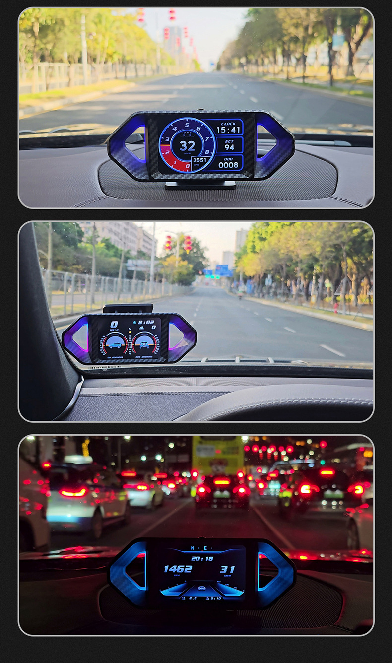 New Product P26 Car Hud Head-Up Display Lcd Obd Vehicle Speed, Speed, Fuel Consumption, Turbine Multi-Function Slope Meter
