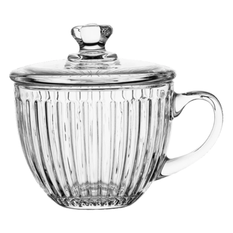 Langxu стеклянная чашка для завтрака оптом овсяное молоко цветок чай чашка опционально независимая коробка цвета упаковка йогурт живота чашка