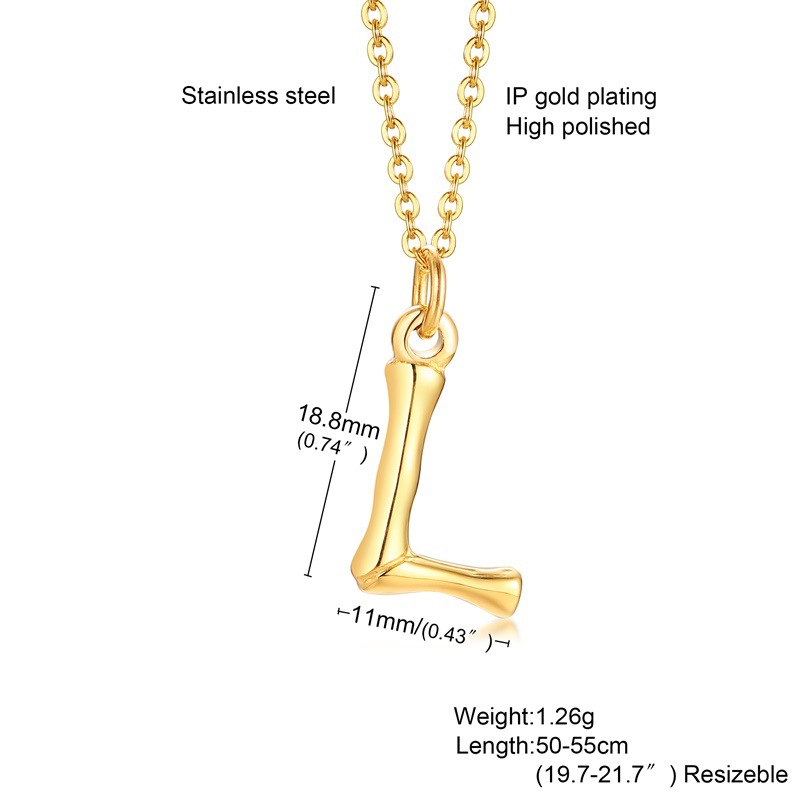 Fashion Letter Titanium Steel Polishing Plating Gold Plated Pendant Necklace display picture 12