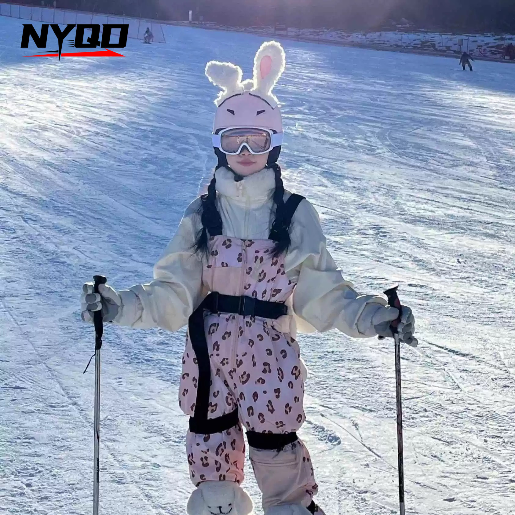 Ski Helmet Decoration Cartoon Plush Bunny Ears Stickers Motorcycle Electric Vehicle Full Helmet Accessories