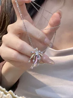 新款浪漫烟花项链女轻奢小众高级感设计吊坠项链新年礼物