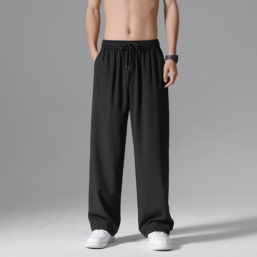 Men's Summer Thin Straight Leg Loose Youth Sports Wide Leg Pants