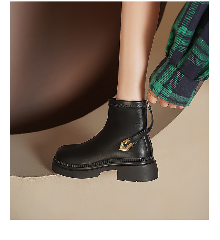 Women's Mesh Ankle Boots Thick Sole Back Zipper Single Boots_voghion.com
