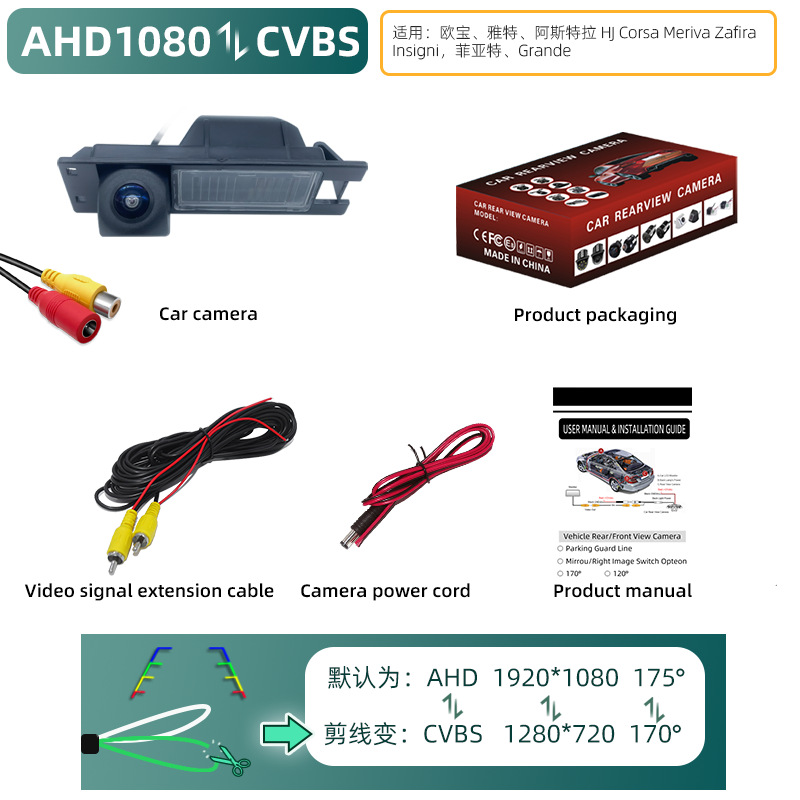 Buick Regal Opel Astra – Fiat Vehicle camera - opelastrafiat-ahd1080p-cut-cvbs-dual-cut