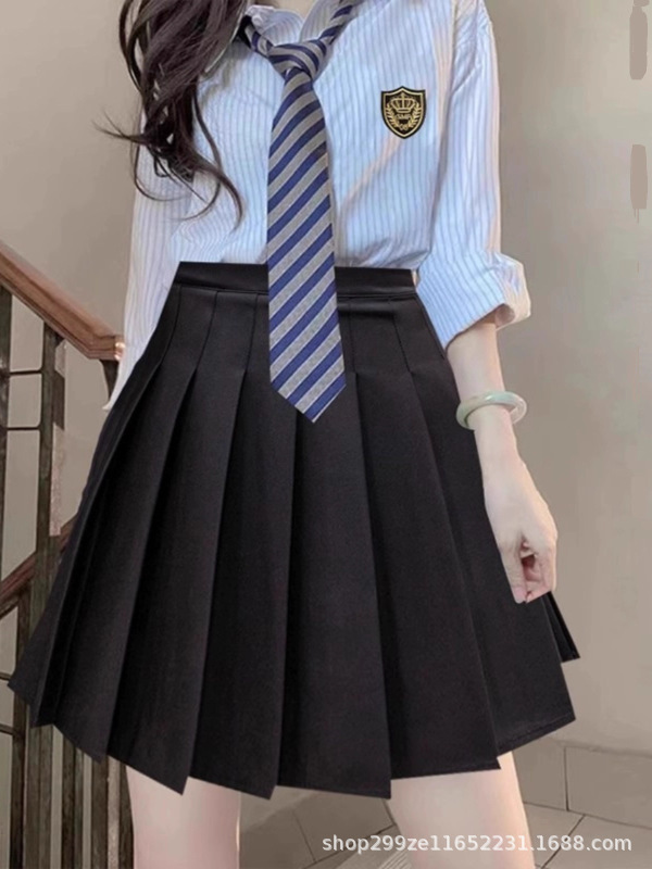 学院风jk制服套装条纹衬衫女春秋2025新款长袖衬衣设计感小众上衣|undefined
