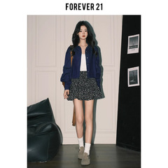 Forever21韩系甜美碎花A字半身裙女黑色高腰蛋糕裙早春雪纺短裙子