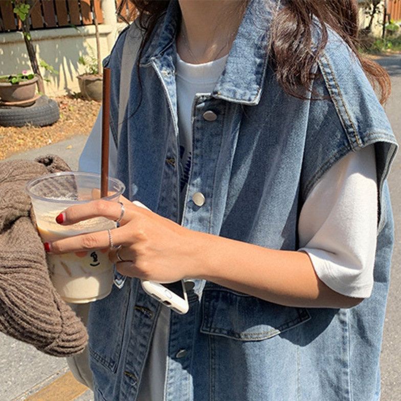 Denim Vest for Women Summer 2025 New Style Small Outer Wear Loose Large Size Workwear Casual Waistcoat Vest Vest