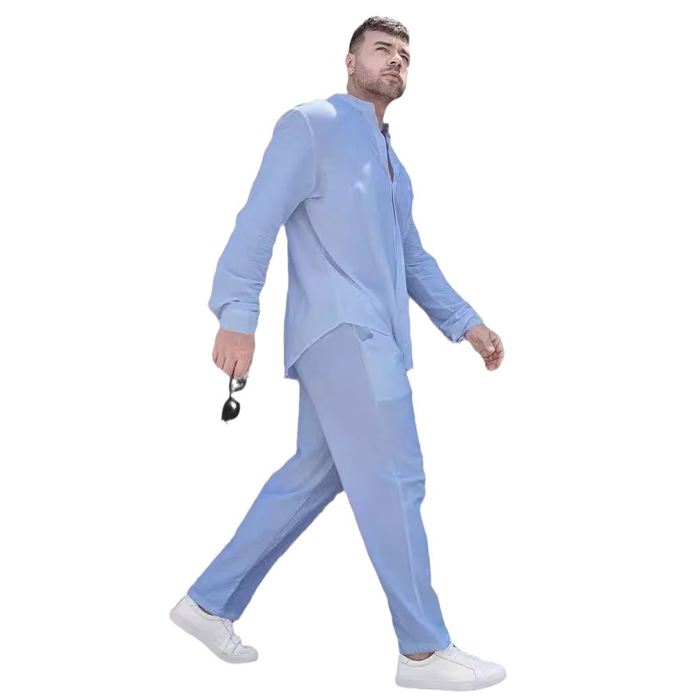 New Men's Trendy Solid Color Versatile Slim Fit Two piece Fashion Casual Sports Set for Men_voghion.com