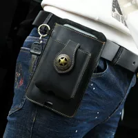 Men's retro universal belt bag, genuine leather