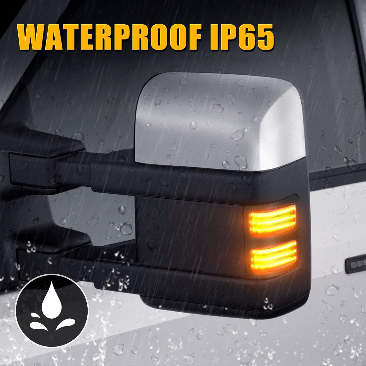 Para F250 F350 F450 F550 2008-2016 con luz amarilla ahumada negra, luz de borde de espejo de marcha atrás