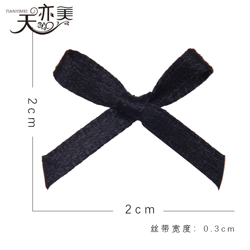 En stock 0,3 cm cinta de poliéster blanco y negro pequeño arco caja de regalo ropa interior decorativa ropa interior DIY arco