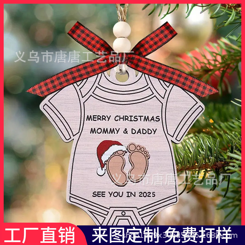 跨境新款圣诞节木质挂件房子圣诞树装饰新家家居节日礼物创意吊牌