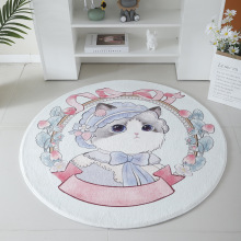 卡通猫咪客厅圆形地毯仿羊绒沙发地垫卧室床边毯家用阳台摇椅脚垫