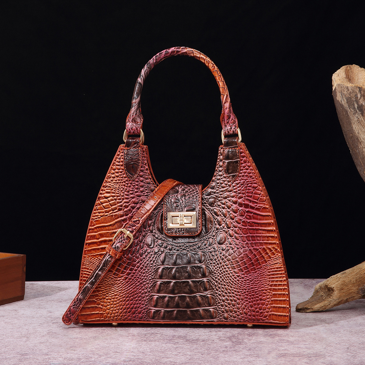 Women's Crossbody Bag Crocodile Pattern Fashionable Shoulder Bag_voghion.com