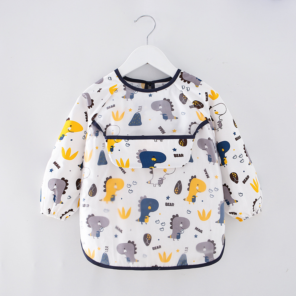 Abrigo impermeable para niños, con babero anti-sucio de algodón puro, manga larga, ideal para otoño e invierno, para bebés y niñas.