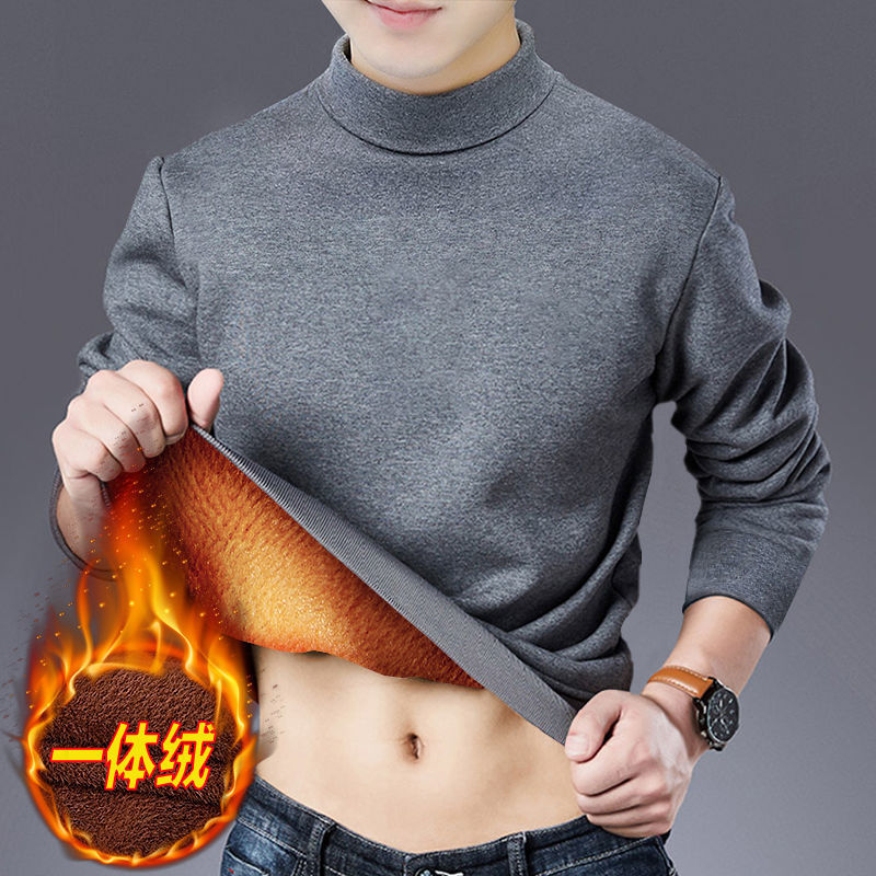 남성용 열 속옷 남성용 벨벳 두꺼운 열 긴팔 티셔츠 남성용 반 터틀넥 열 속옷