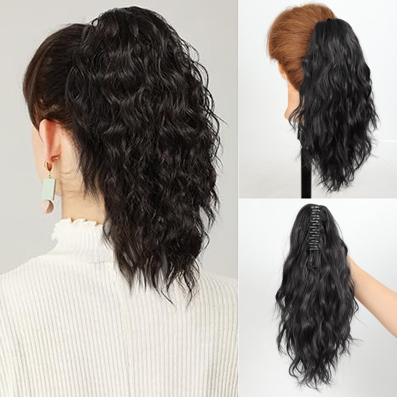 Short Curly Hair Claw Clip Ponytail Synthetic Drawstring Pony_voghion.com