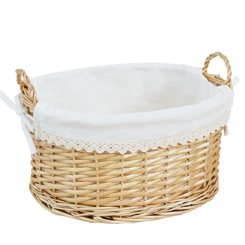 Protección del medio ambiente mimbre cesta tejida a mano mesita de noche escritorio merienda cesta de almacenamiento cesta clave cosméticos Ratán cesta de almacenamiento tejida