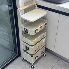 キッチン回転収納ラック家庭用床置きリビングルームスナックボックスおもちゃ果物と野菜バスケット多層トロリー収納ラック