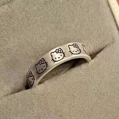 Couple's Ring with Male and Female Patterns Hello Kitty Anime Main Character Adjustable Ring for Girlfriend Gift