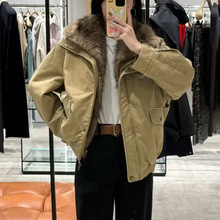 2025冬季新品时尚百搭宽松可拆卸毛领短款派克服外套女MBE4COT020