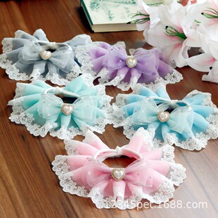 Cat Dog Slip Towel Cute Lace Wai Gradual Cat Bow Pet Collar Spring and Summer Lace Collar