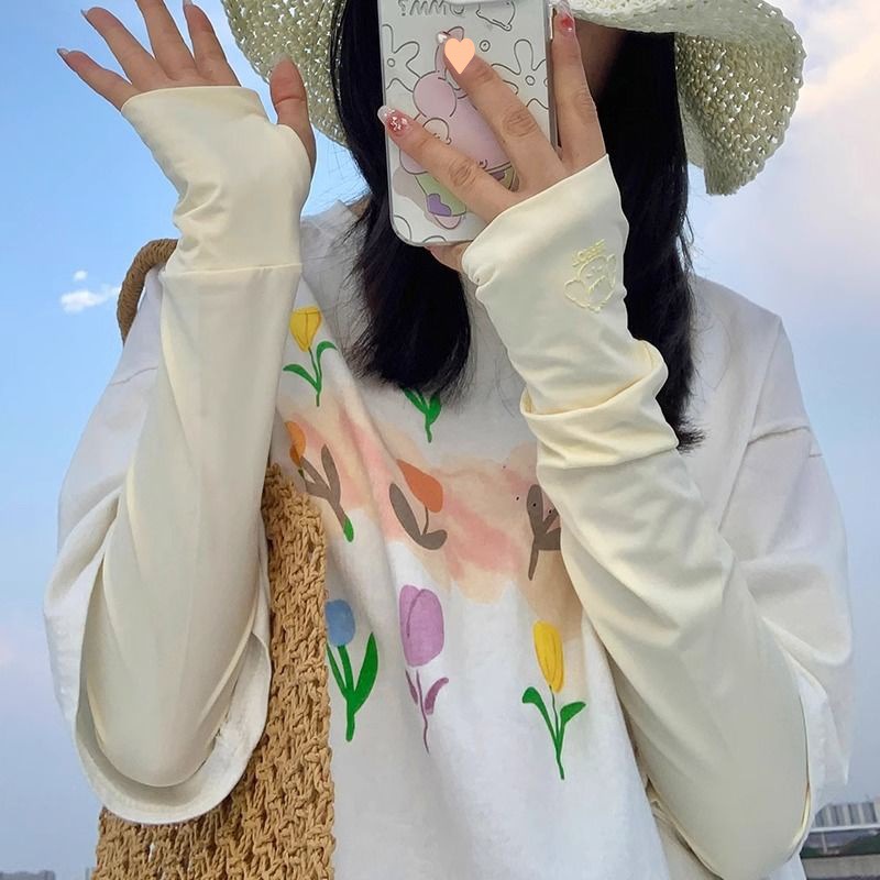 (2개) 아이스 실크 선스크린 소매 여성의 여름 차양 야외 운전 승마 팔 보호 자외선 방지 얇은 통기성 얼음 소매