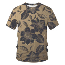 跨境 夏季男士街頭個性圓領藝術短袖 3D數碼印花 美式鸚鵡 花 T恤