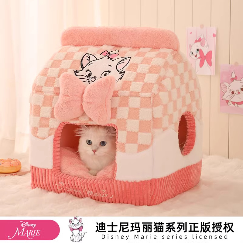 Disney Mary Cat series gatos cerrados invierno calentamiento grueso mascota seguridad gato cama invierno