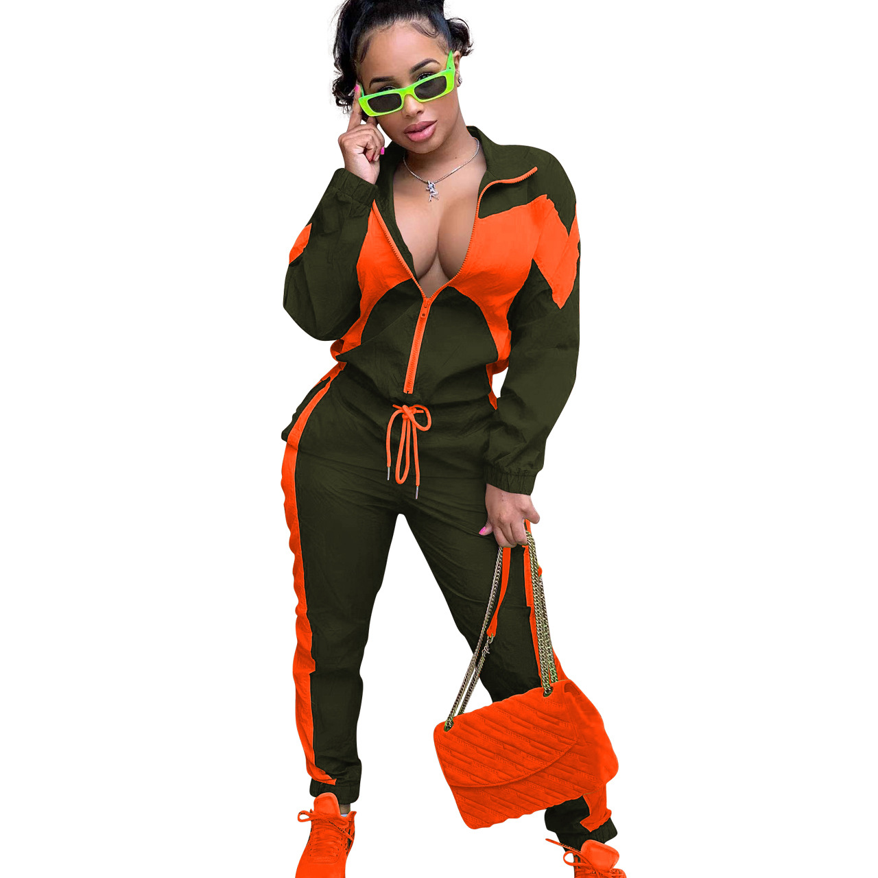 364g Weight Long Sleeve Sleeve Length Polyester Fabric Type Pant Co-ord Set Sets Type 2 Pieces Set Quantity Daily Occasion Turndown Neckline Regular Fit Fit Type Color Block Pattern Spring, Autumn Season Women's Gender Casual, Streetwear Style Daily Women's Casual Streetwear Color Block Polyester Pant Co-ord Set Pants Sets 40