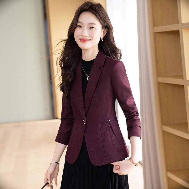 Purple Red Suit Jacket for Women 2025 New Spring & Fall Casual Elegant Short Style Small Fashionable Suit