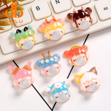 热销可爱小女孩吹泡泡萌物树脂饰品 diy手机壳女童发夹配件