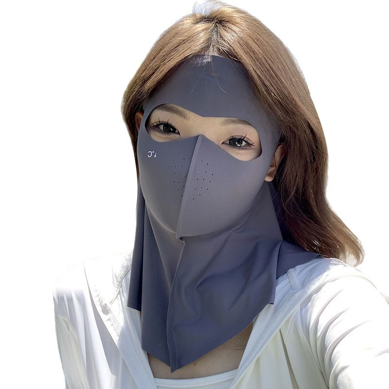 Mascarilla facial completa de alto valor para mujer, protector de cuello sin costuras, protector solar integrado en la frente, máscara facial anti-ultravioleta, máscara Gini