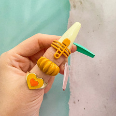 Set of 3 Alloy Ring Double Heart Bagua Tai Chi Joint Ring Set European and American Ins Cross-border Ring