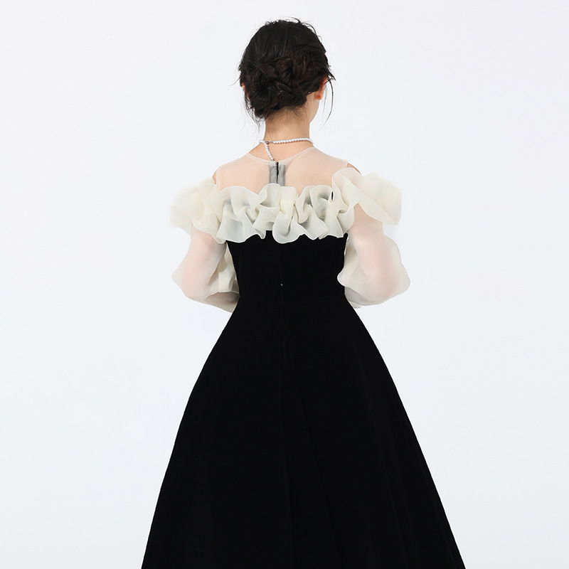 vestido de niña un hombro vestido de cumpleaños de alta gama anfitrión de niños piano vestido vestido de princesa de niña