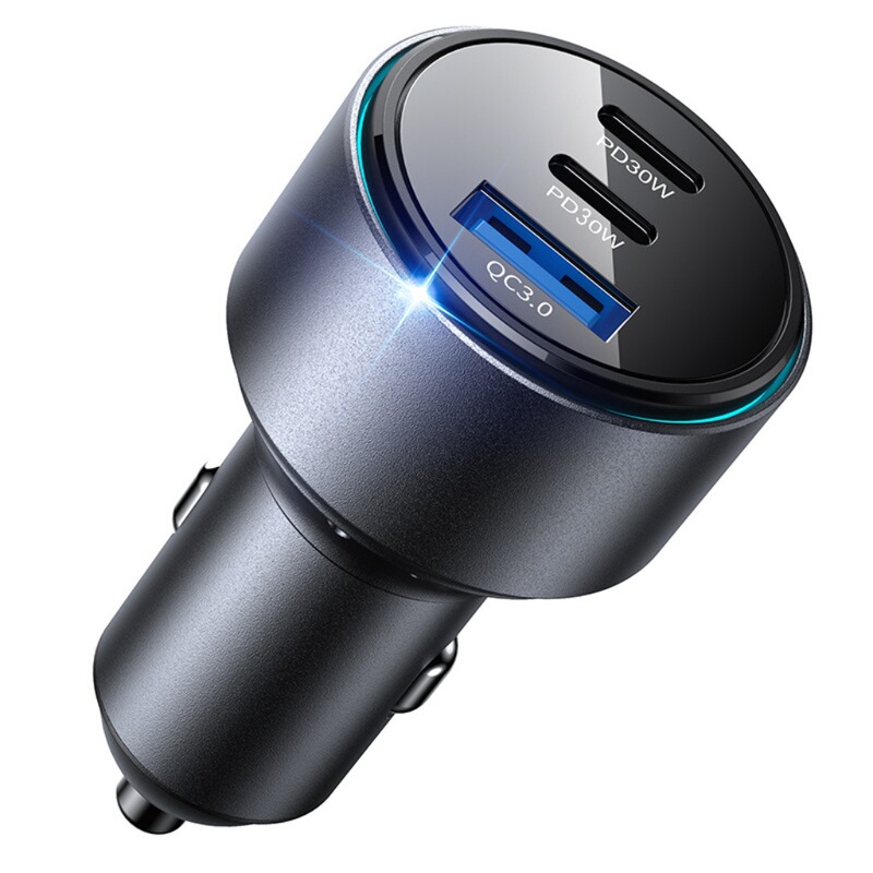 Cross-Border 2C1A Car Charger Suitable for Apple 15 and 16 Super Fast Charging, One-To-Three Car Charger with 78W High Power
