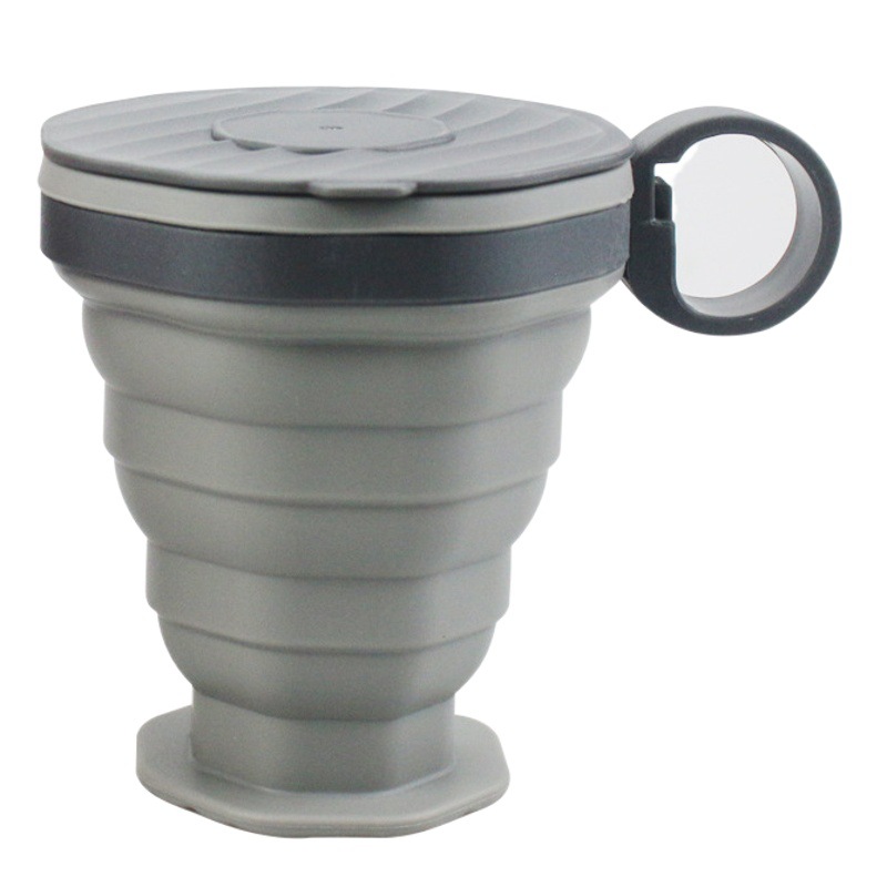 New portable folding coffee cup travel cup silicone folding Cup with rope travel with lid mouthwash Cup