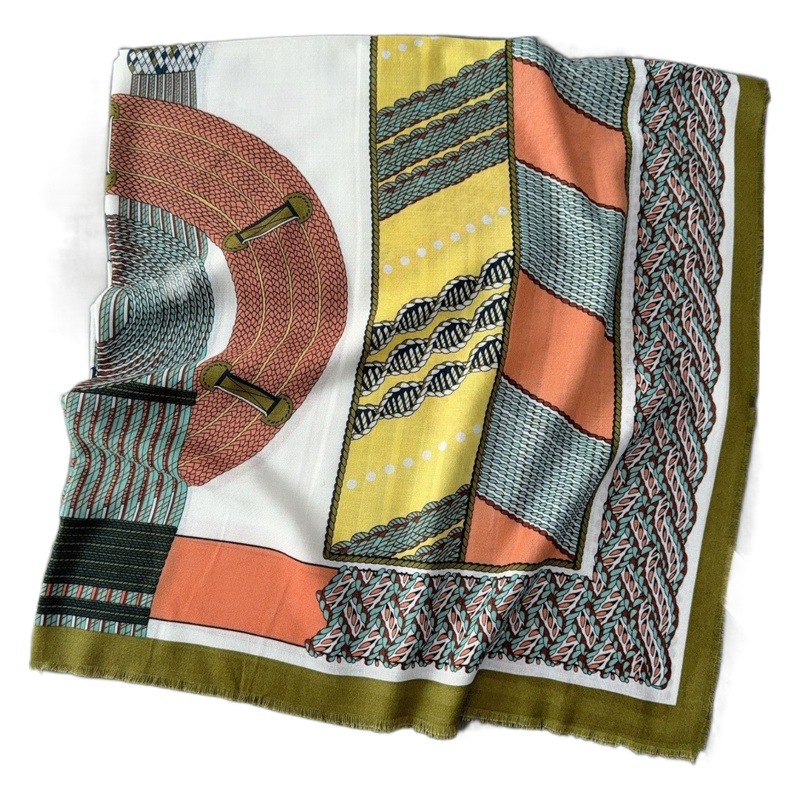 Invierno nuevo de alto grado elegante gran bufanda cuadrada patrón de costura cálido chal multifuncional algodón y lino sensación bufanda de las mujeres