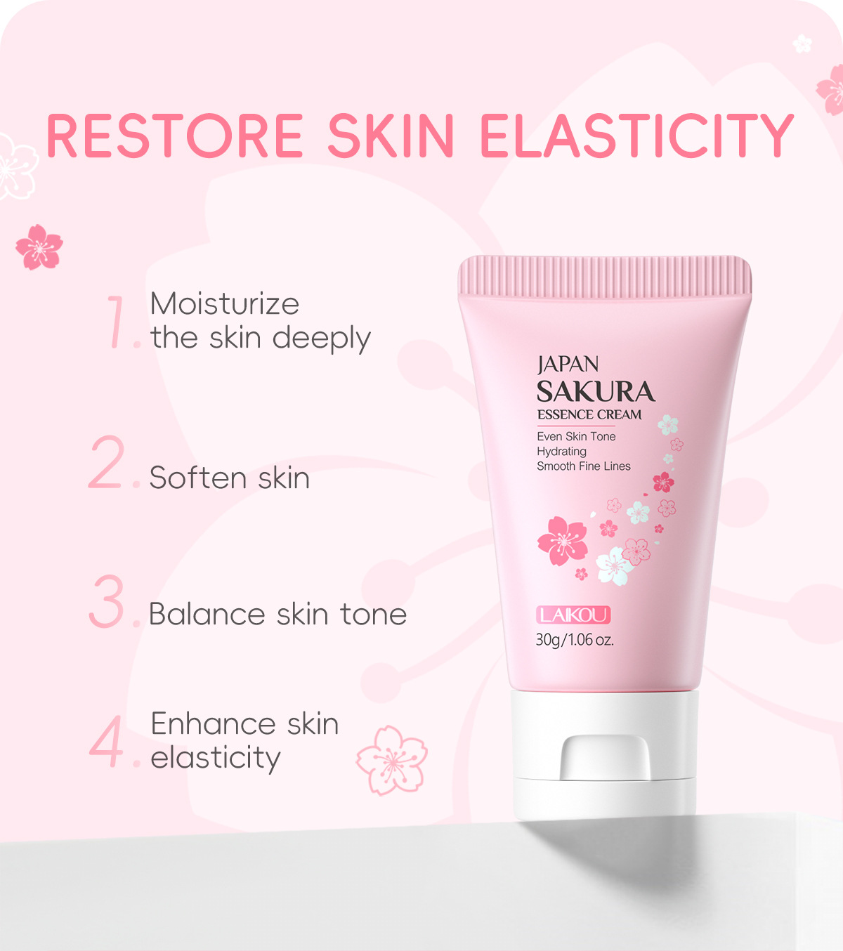 LAIKOU Cherry Blossom Essence Cream 30g, a moisturizing and hydrating skin care product in stock from the manufacturer undefined