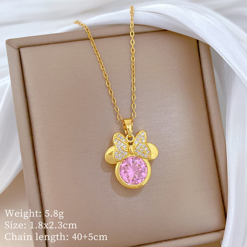 Edle Strass-halskette Für Damen Aus Titanstahl_voghion.com