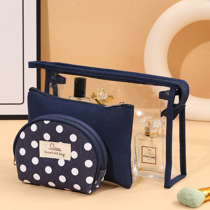 Bolsa de maquillaje transparente de PVC al por mayor tres piezas de viaje bolsa de lavado mujer al aire libre bolsa de almacenamiento impermeable de gran capacidad image 11
