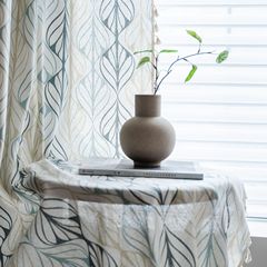 Imanqi Yun Curtains, Finished Vintage Printed Fringe Small Window Kitchen Curtain, Cotton Linen Half-Darkening Bay Window, Factory Direct Supply