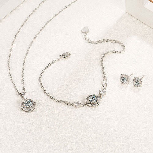 Tmall Internet celebrity four-leaf clover pendant necklace earrings bracelet set women's diamond windmill rotating lucky earrings